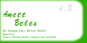anett beles business card